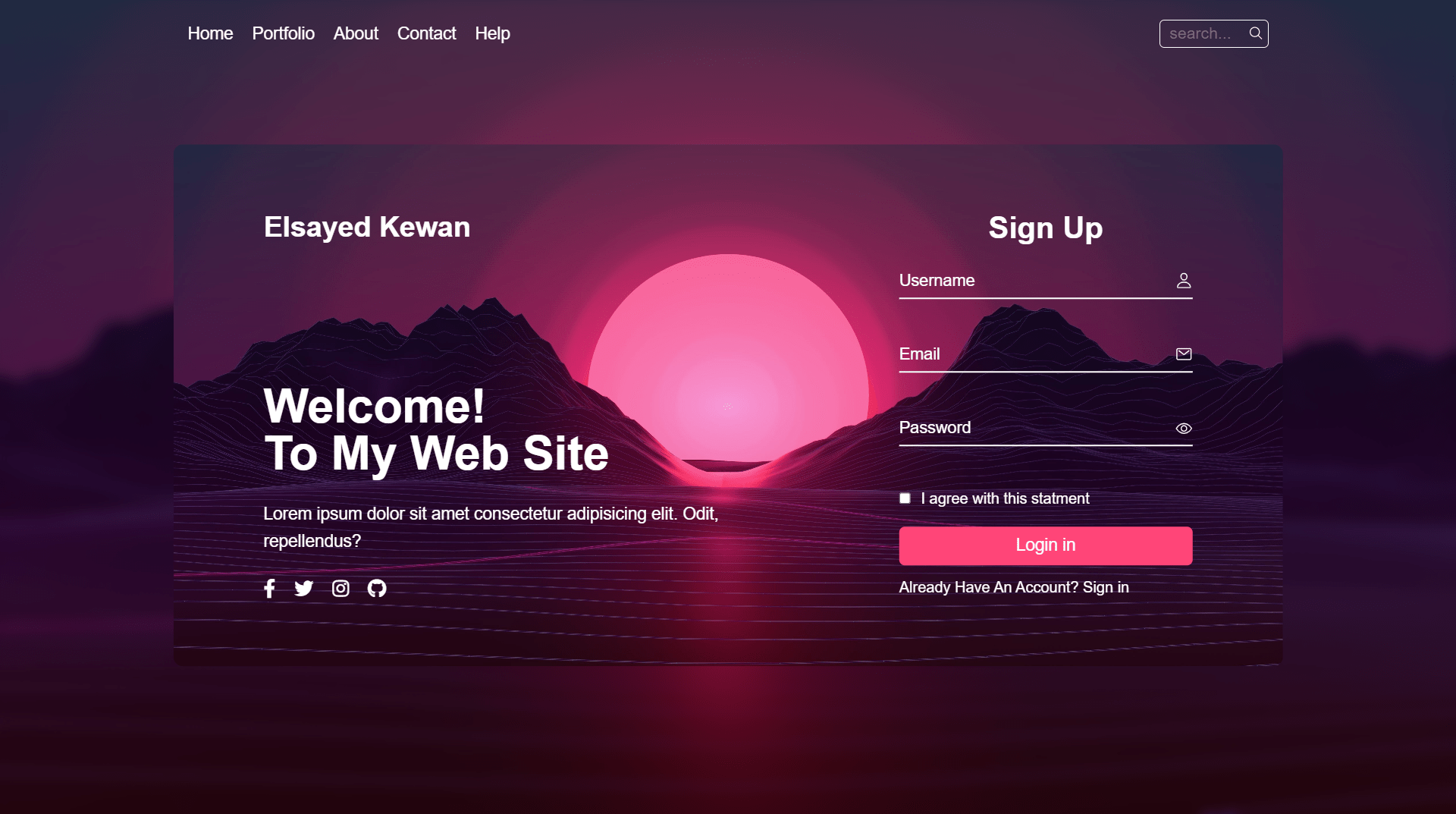 SignUp page project thumbnail